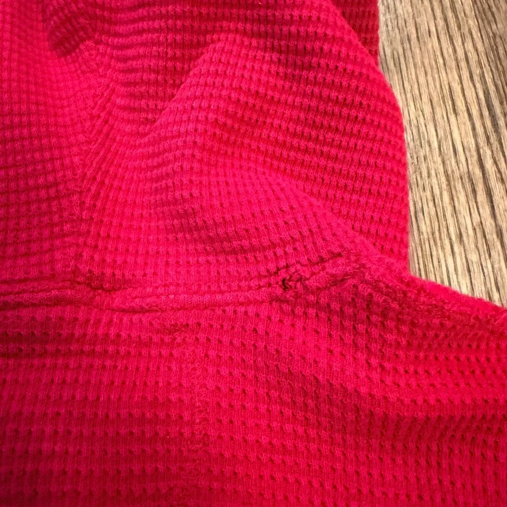 Polo‎ Ralph Lauren Waffle Knit Thermal Henley Hoodie Red Kids Size L Preppy